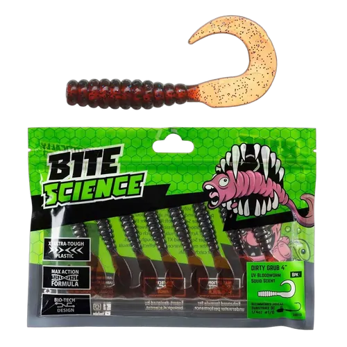 Bite Science Dirty Grub 4" UV Bloodworm - PK/8