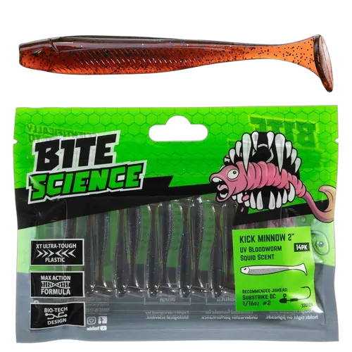 Bite Science Kick Minnow Lures 2" Uv Bloodworm - PK/14