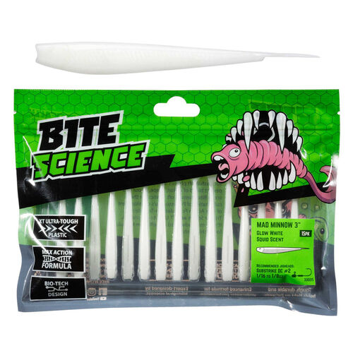 Bite Science Mad Minnow Lures 3" Glow White