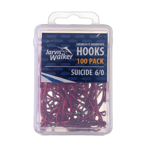 JW C/S Red Suicide Hooks - Sz 6/0 - PK/100