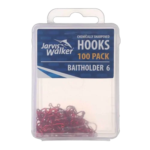 JW C/S Red Baitholder Hooks - Sz 6 - PK/100