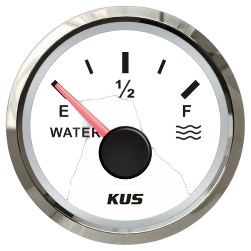 Kus Water Gauge Nmea2000 52mm White Chrome Bezel