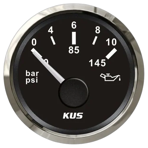 Kus Oil Pressure Gauge Nmea2000 52mm Black/ Chrome Bezel