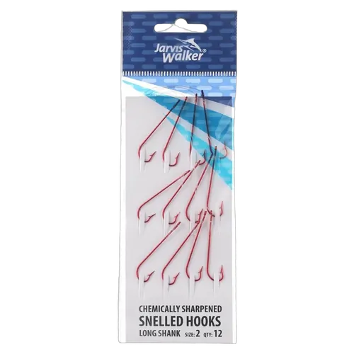 JW C/S Red Snelled Long Shank Hooks - Sz 2 - PK/12