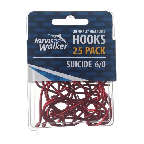 JW C/S Red Suicide Hooks - Sz 6/0 - PK/25