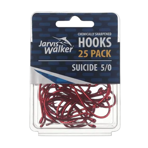 JW C/S Red Suicide Hooks - Sz 5/0 - PK/25
