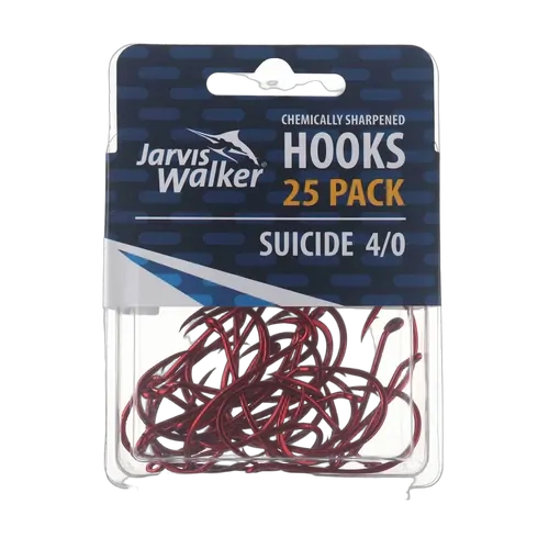 JW C/S Red Suicide Hooks - Sz 4/0 - PK/25