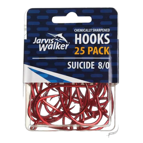 JW C/S Red Suicide Hooks - Sz 8/0 - PK/25