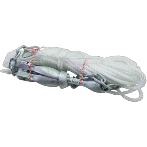 Anchor kit folding grapnel 1.5kg incl 1m gal chain & 20m x 8mm rope
