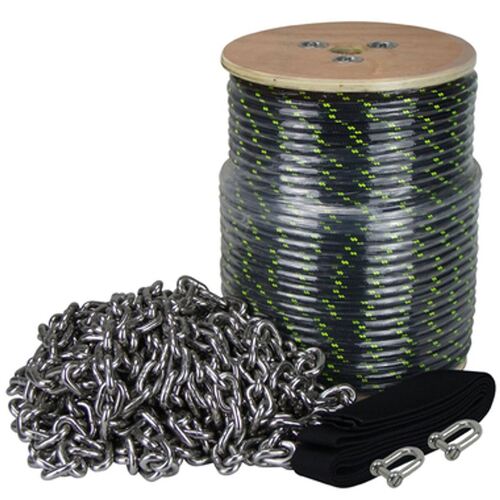 Anchor Rope Chain Deluxe - 6mm x 60m Braid + 6m x 6mm S/S SL Chain & Sock