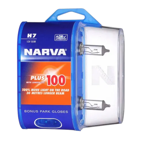 Narva H7 12V 55W Plus 100 Longer Life Halogen Headlight Globes (Bl2)