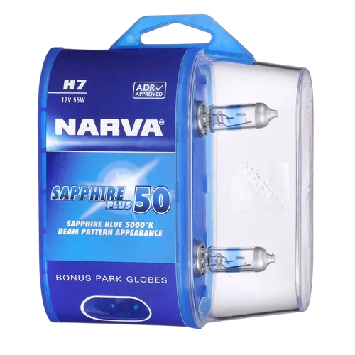 Narva H7 12V 55W Sapphire Plus 50 Halogen Headlight Globes (Bl2)