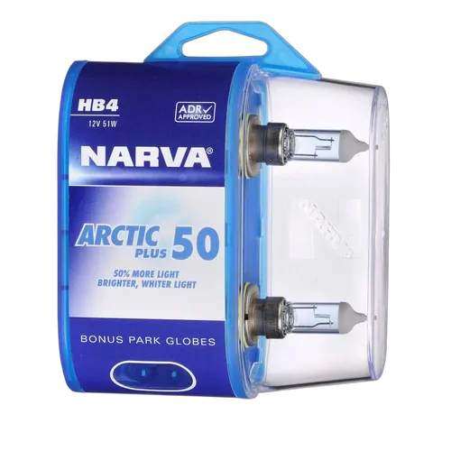 Narva Hb4 12V 51W Arctic Plus 50 Halogen Headlight Globes (Bl2)