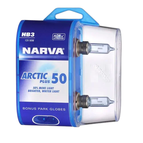 Narva Hb3 12V 60W Arctic Plus 50 Halogen Headlight Globes (Bl2)