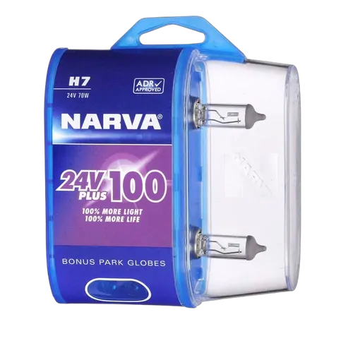 Narva H7 24V 70W Plus 100 Long Life Headlight Globes (Bl2)