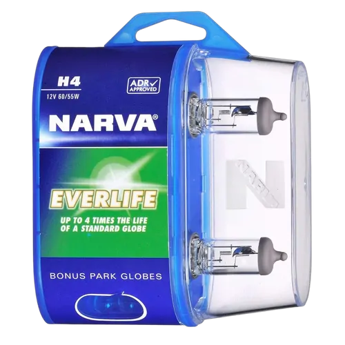 Narva H4 12V 60/55W Everlife Halogen Headlight Globes (Bl2)