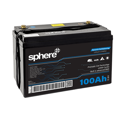 Sphere 12V 100AH Lithium Rechargeable Prismatic Battery