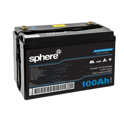Sphere 12V 100AH Lithium Rechargeable Prismatic Battery