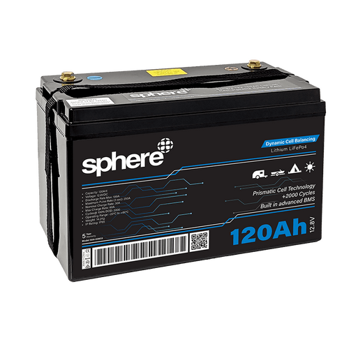 Sphere 12V 120AH Lithium Rechargeable Prismatic Battery