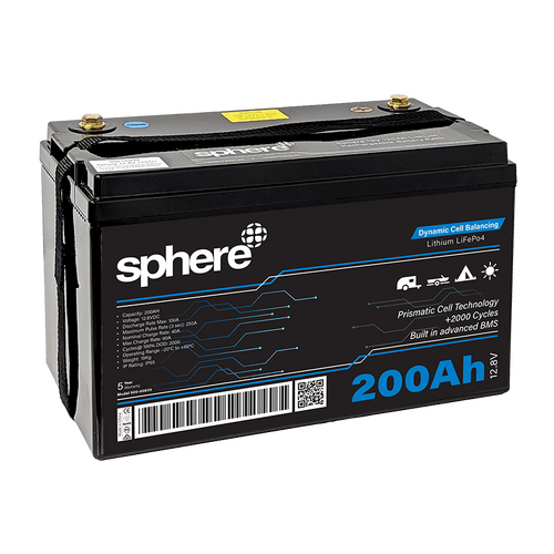 Sphere 12V 200AH Lithium Rechargeable Prismatic Battery