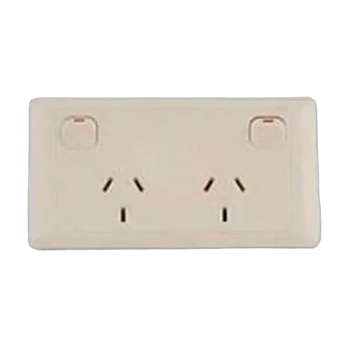 CMS Electracom Double 10A Power Outlet w/ 20A Install Couplers Beige. J16.2Bg