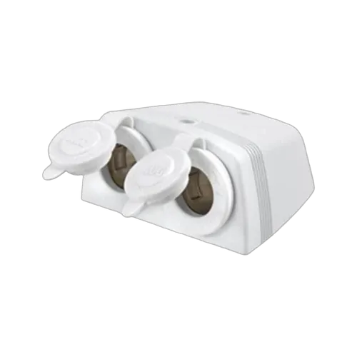 Accessory Socket Surface White Mount Twin Sockets