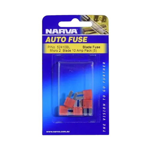 Narva 10 Amp Red Micro 2 Blade Fuse (Blister Pack Of 5)