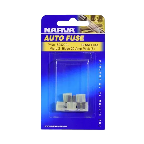 Narva 20 Amp Yellow Micro 2 Blade Fuse (Blister Pack Of 5)