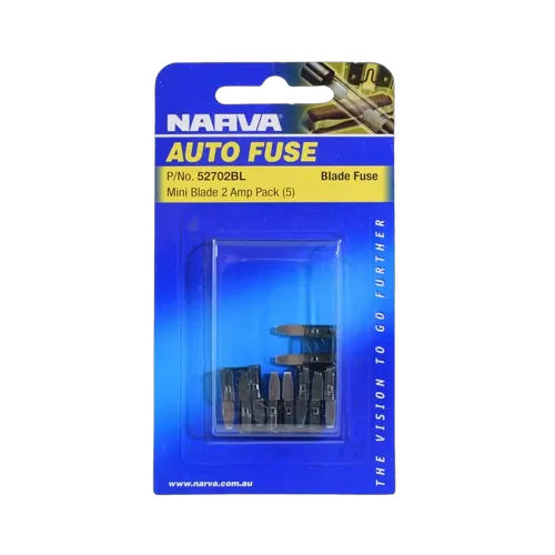Narva 2 Amp Grey Mini Blade Fuse (Blister Pack Of 5)