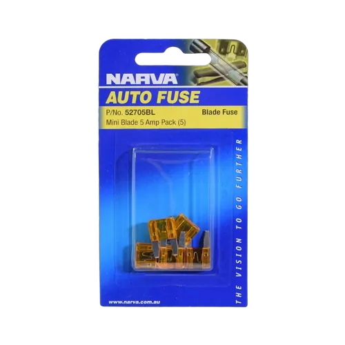 Narva 5 Amp Orange Mini Blade Fuse (Blister Pack Of 5)