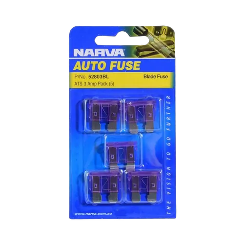 Narva 3 Amp Purple Standard Ats Blade Fuse (Blister Pack Of 5)