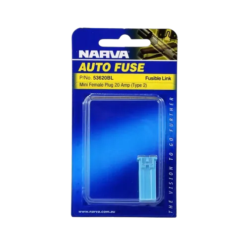 Narva 20 Amp Blue Mini Female Fusible Links - Plug In (Blister Pack Of 1)