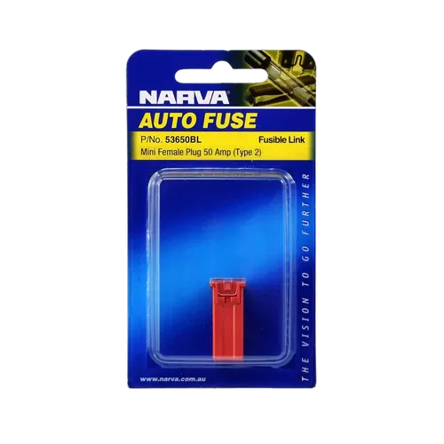 Narva 50 Amp Red Mini Female Fusible Links - Plug In (Blister Pack Of 1)
