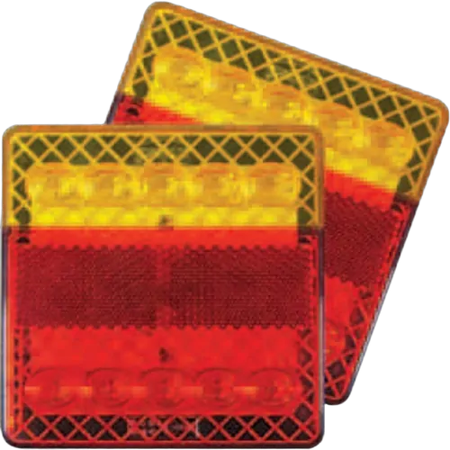 LED Trailer Light Square 100mm 12V Pair