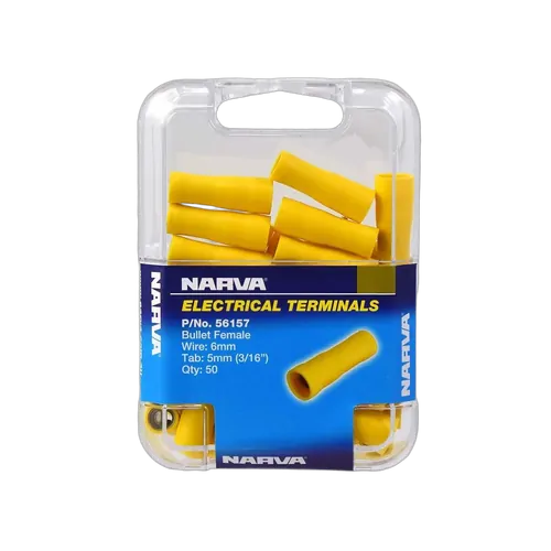 Narva 5.0mm Female Bullet Terminal Yellow (50 Pack)
