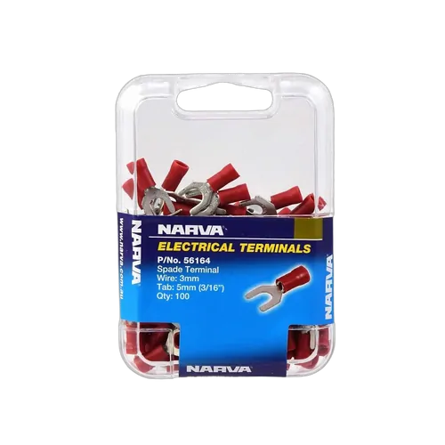 Narva 5.0mm Spade Terminal Red (100 Pack)