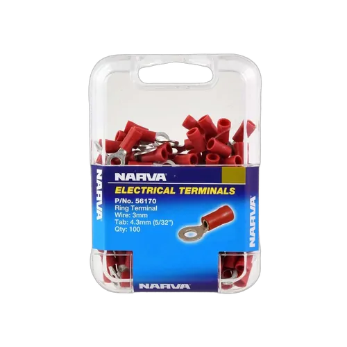 Narva 4.3mm Ring Terminal Red (100 Pack)