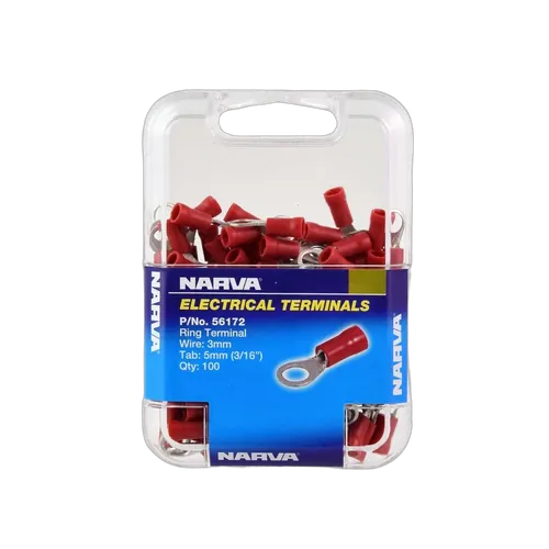 Narva 5.0mm Ring Terminal Red (100 Pack)