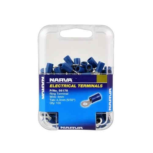 Narva 4.3mm Ring Terminal Blue (100 Pack)