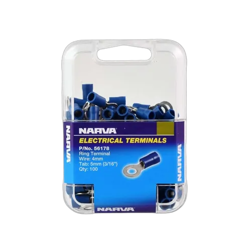 Narva 5.0mm Ring Terminal Blue (100 Pack)