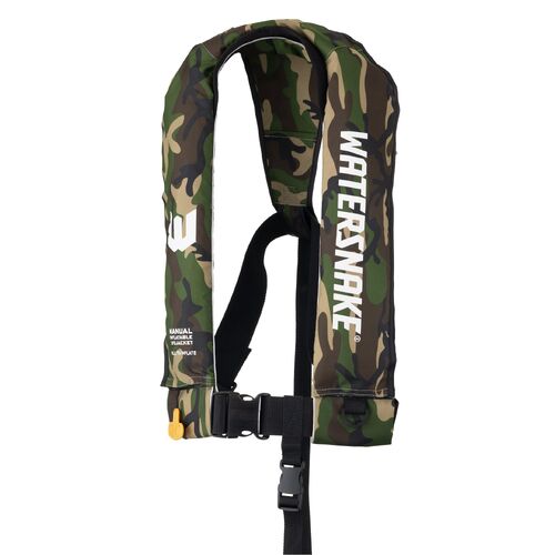 Watersnake Inflatable Manual Level 150 Camo (Chest Sz 80-140cm) AS4758.1:2022 - poly bag