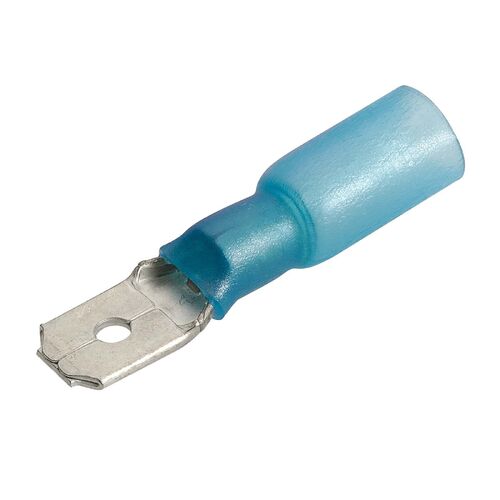 Narva 6.3 X 0.8mm Adhesive Lined Male Blade Terminal Blue (Blister Pack Of 20)