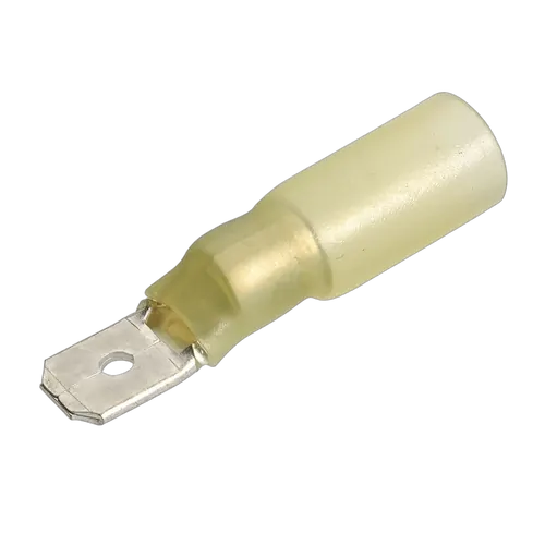 Narva 6.3 X 0.8mm Adhesive Lined Male Blade Terminal Yellow (50 Pack)