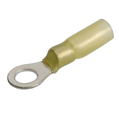 Narva 6.3mm Adhesive Lined Ring Terminal Yellow 1/4" Inch Diameter (Blister Pack Of 12)