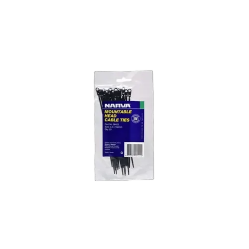 Narva Mountable Head Cable Tie 3.2 X 160mm (25 Pack)