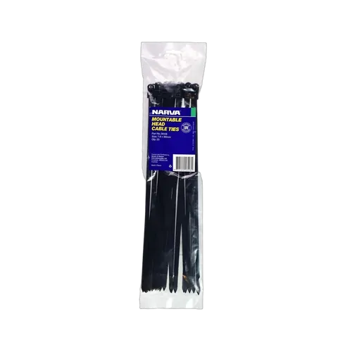 Narva Mountable Head Cable Tie 7.6 X 385mm (25 Pack)