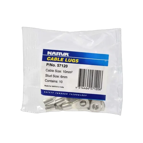 Narva 10mm2 6mm Stud Flared Entry Cable Lug (Pack Of 10)