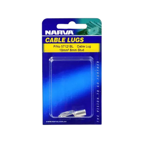 Narva 10mm2 8mm Stud Flared Entry Cable Lug (Blister Pack Of 2)