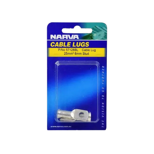 Narva 25mm2 6mm Stud Flared Entry Cable Lug (Blister Pack Of 2)