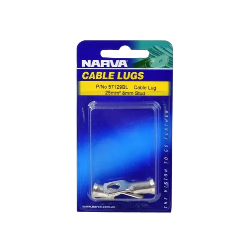 Narva 25mm2 8mm Stud Flared Entry Cable Lug (Blister Pack Of 2)